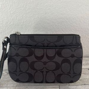 Coach Black Monogram Clutch Wristlet